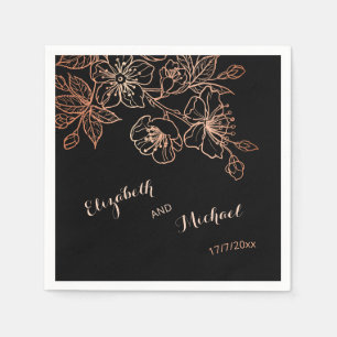 Serviette En Papier Mariage gothique cuivre noir