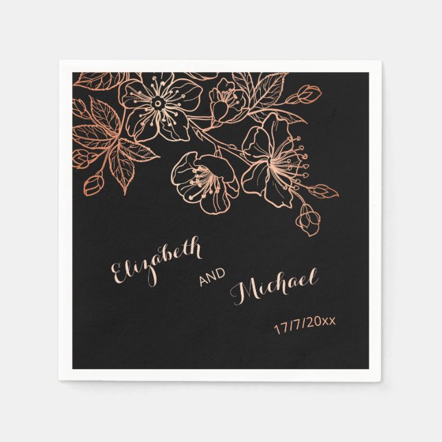 Serviette En Papier Mariage gothique cuivre noir (Devant)
