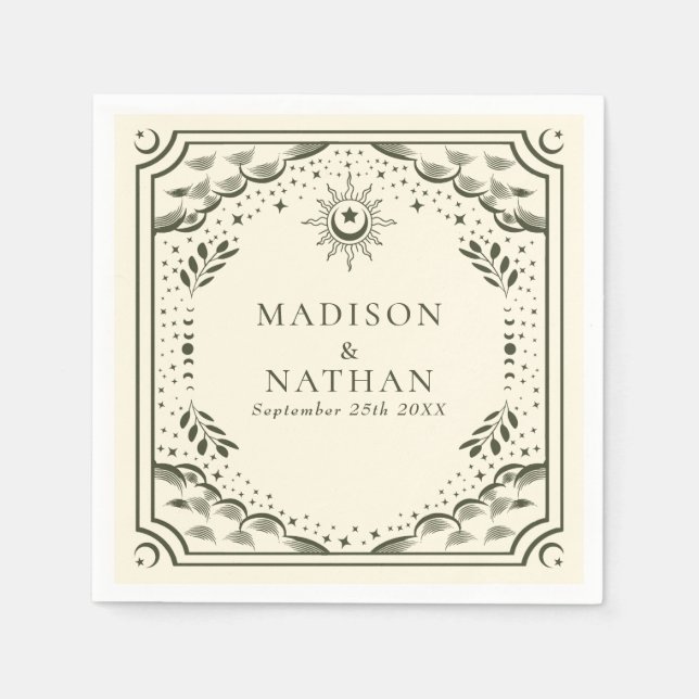 Serviette En Papier Mariage gothique de la carte Tarot d'olive (Devant)