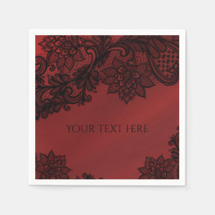 Serviette En Papier Mariage gothique de style élégant et sombre rouge 