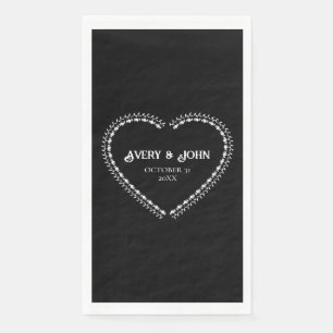 Serviette En Papier Mariage gothique minimaliste noir et blanc