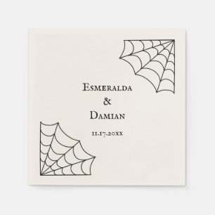 Serviette En Papier Mariage gothique noir et blanc