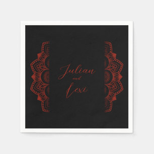Serviette En Papier Mariage gothique noir et rouge