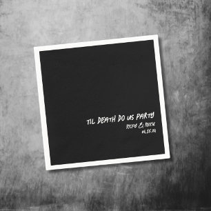 Serviette En Papier Mariage gothique Nom personnalisé Cocktail noir Na