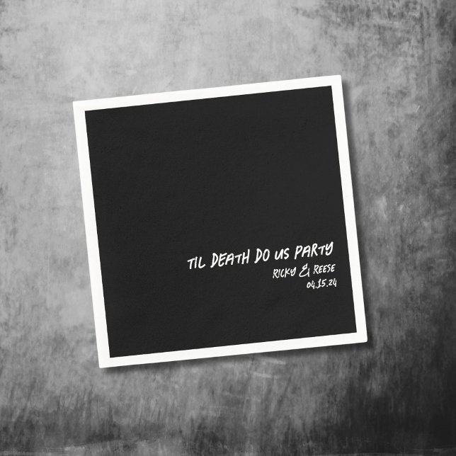 Serviette En Papier Mariage gothique Nom personnalisé Cocktail noir Na (Créateur téléchargé)