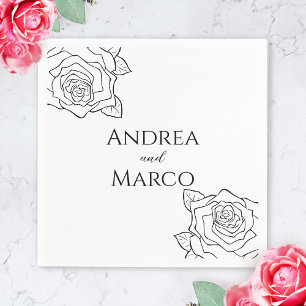 Serviette En Papier Mariage gothique Rose Noire Et Blanc
