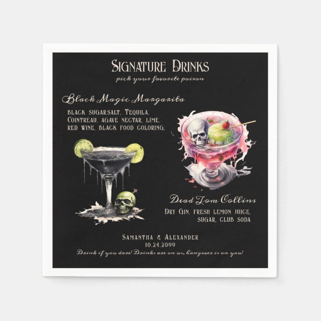 Serviette En Papier Mariage gothique Whimsigoth Signature Boissons (Devant)