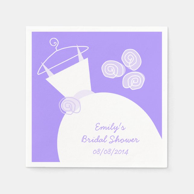 Serviette En Papier Mariage Gown Violet douche nuptiale 'Texte' (Devant)