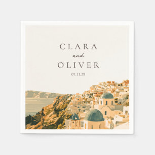 Serviette En Papier Mariage grec de la caldeira de Santorin en terre c