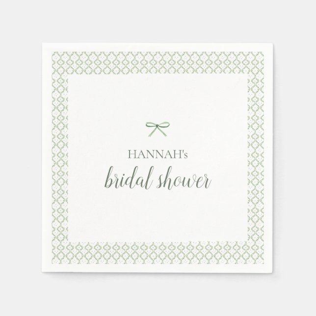 Serviette En Papier Mariage Green Bow Grandmillenial (Devant)