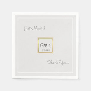 Serviette En Papier mariage gris pâle monogrammé