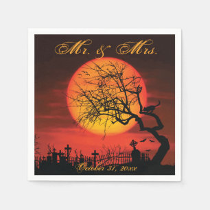 Serviette En Papier Mariage Halloween Noir Et Orange