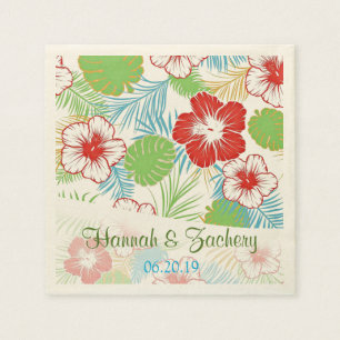 Serviette En Papier Mariage hawaïen d'Hibiscus tropical personnalisé