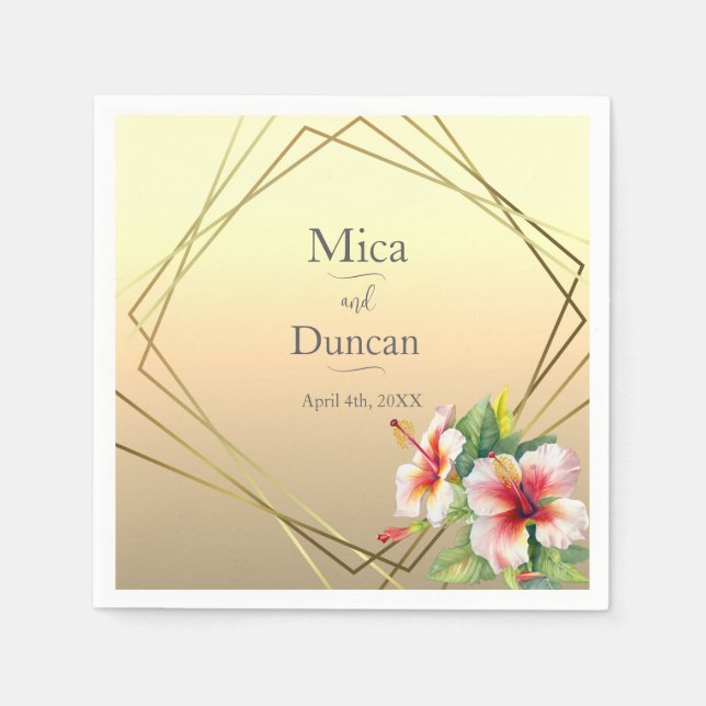 Serviette En Papier Mariage Hibiscus moderne (Devant)