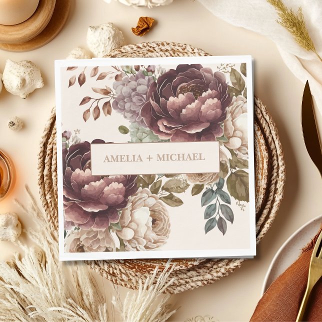 Serviette En Papier Mariage hivernal ivoirien burgundy (Créateur téléchargé)