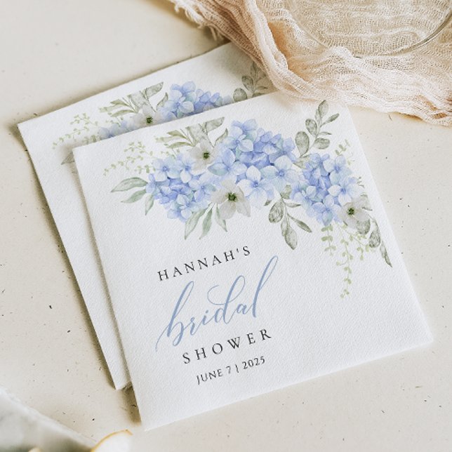 Serviette en papier mariage Hydrangea Bleu Floral (Créateur téléchargé)