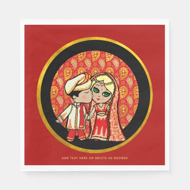 Serviette En Papier Mariage indien Blonde Bride mignon dessin personna (Devant)