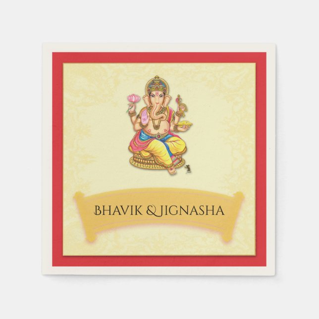 Serviette En Papier Mariage indien Ganesha Napkin (Devant)