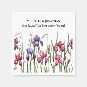 Serviette En Papier Mariage inspirant Floral bleu violet rose Iris