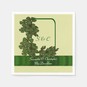 Serviette En Papier Mariage irlandais vert, crème et shamrock
