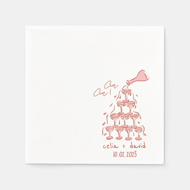 Serviette En Papier Mariage italien Cin Cin (Devant)