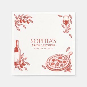 Serviette En Papier Mariage italien Pizza Prosecco Terracotta
