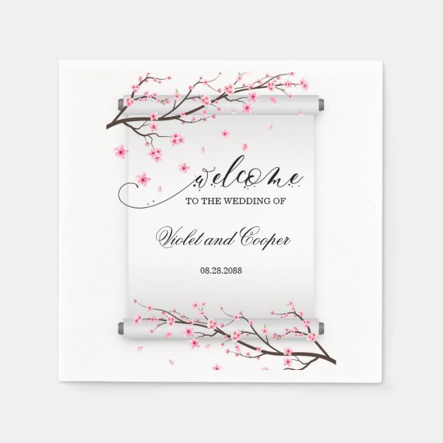 Serviette En Papier Mariage japonais Soll Cherry Blossom (Devant)