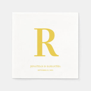 Serviette En Papier Mariage jaune et blanc Monogramme serviettes moder