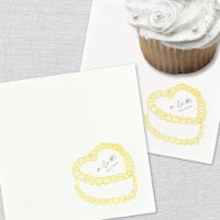 Mariage Jaune Fantaisiste Gâteau Vintage Dessiné à