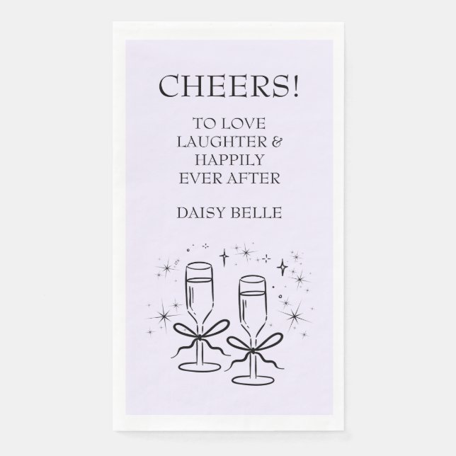 Serviette En Papier Mariage Lavande Doodle Dessiné à la Main (Devant)