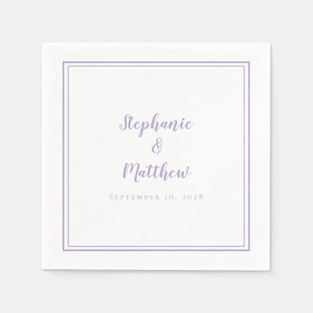 Serviette En Papier Mariage Lavande Élégant Simple Moderne Réception  (Devant)