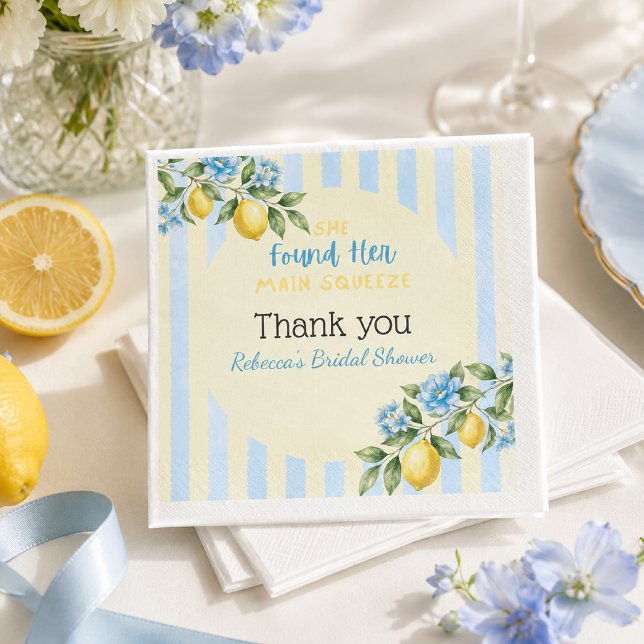 Serviette En Papier Mariage Lemon Blue Main Squeeze (Créateur téléchargé)