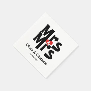 Serviette En Papier Mariage lesbien moderne de Mme et Mme en gras