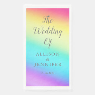 Serviette En Papier Mariage LGBTQ personnalisé arc-en-ciel joli