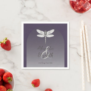 Serviette En Papier Mariage Libellule Violet Foncé