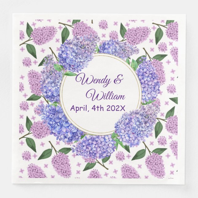 Serviette en papier mariage lilas lavande (Devant)