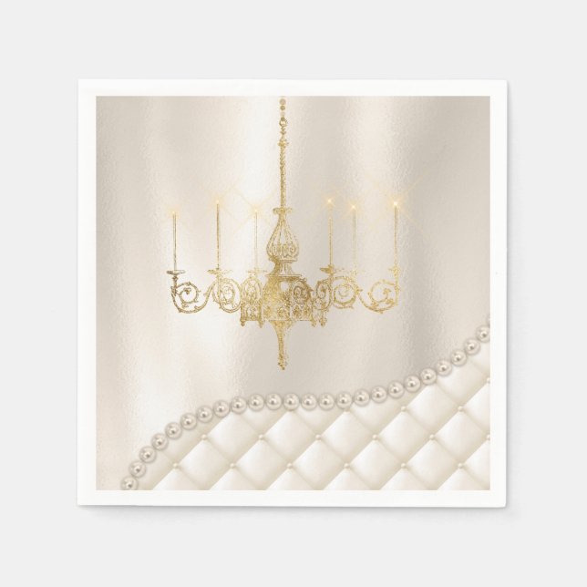 Serviette En Papier Mariage Luminaire Luminaire Perles d'ivoire Satin (Devant)