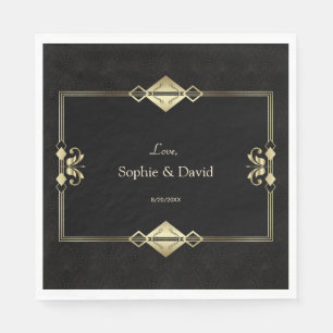 Serviette En Papier Mariage Luxe Royal Or Noir Art Déco 1920 