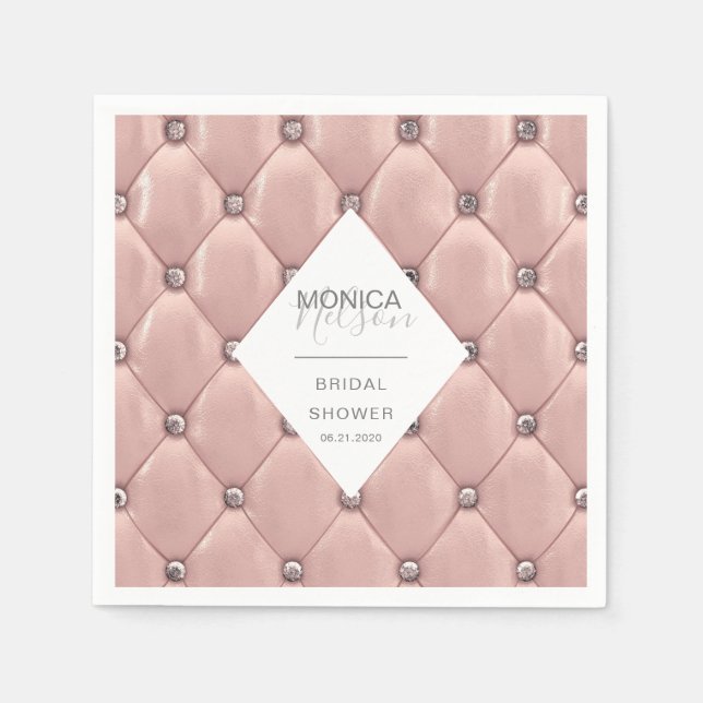 Serviette En Papier mariage luxueux rose gold capitonné (Devant)