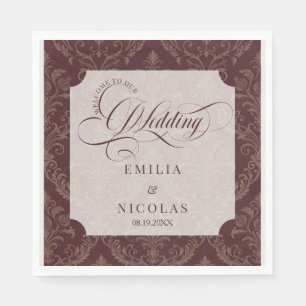 Serviette En Papier Mariage luxueux victorien burgundy