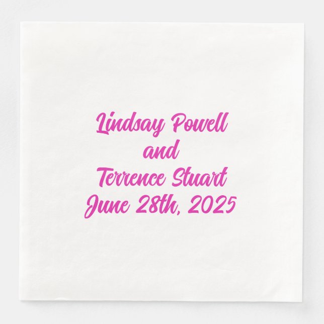 Serviette En Papier mariage magenta exotique des années 1940 (Devant)