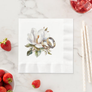 Serviette En Papier Mariage Magnolias et Mariage d'or
