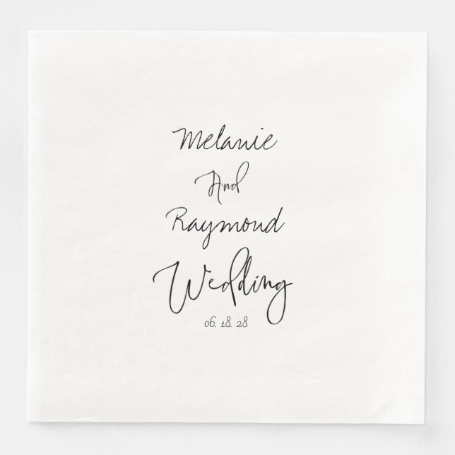 Serviette En Papier Mariage manuscrit 8" Carré dîner Napkins (Devant)