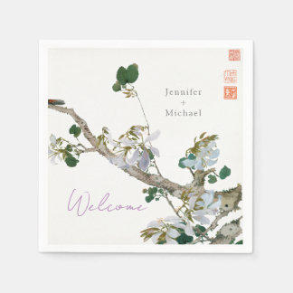 Serviette En Papier Mariage mariage Calligraphie minimaliste Florale