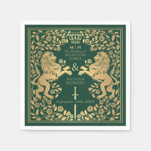 Serviette En Papier Mariage médiéval Green Royal Lion