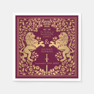 Serviette En Papier Mariage médiéval Red Royal Lion