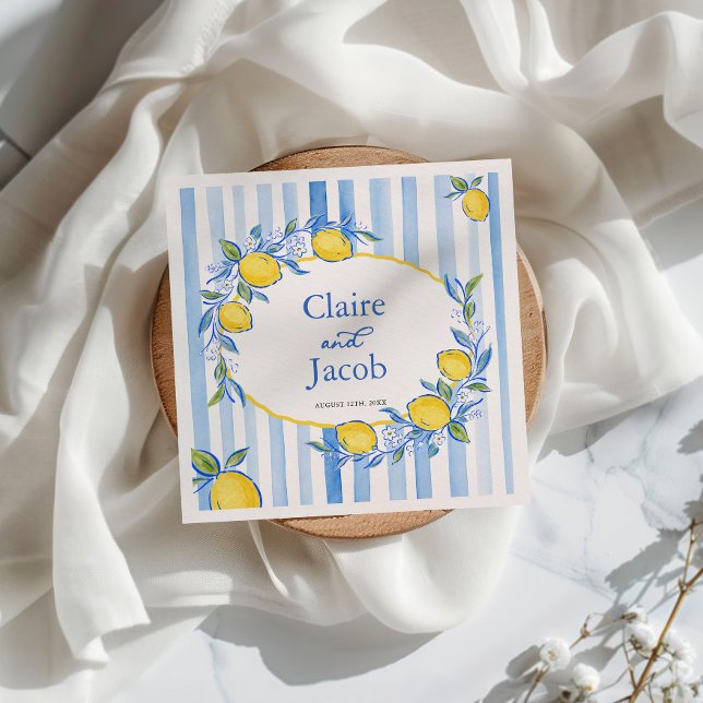 Serviette En Papier Mariage Méditerranéen Bleu (Créateur téléchargé)