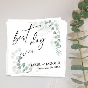 Serviette En Papier Mariage Meilleur Jour Élégante Verdure
