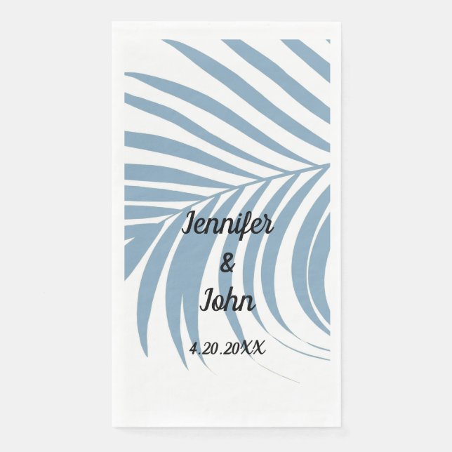 Serviette En Papier Mariage mignon arbre de palme tropical bleu poussi (Devant)