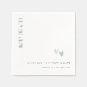 Serviette En Papier Mariage minimal Pastel Dusky Blue Hearts